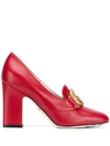 GUCCI GUCCI DOUBLE B LOAFER PUMPS - 红色
