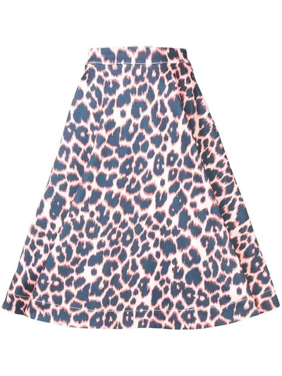 Calvin Klein 205w39nyc Leopard-print Denim Midi Skirt In Multicolor