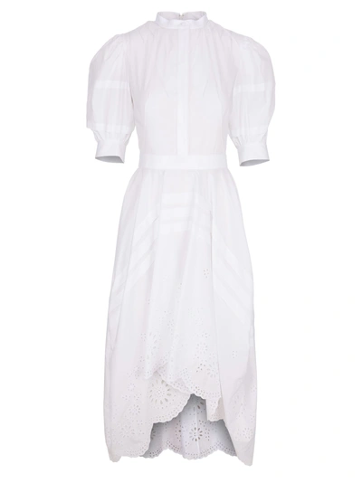Alexander Mcqueen Broderie Anglaise Midi Dress In White