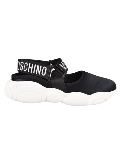 Moschino 30mm Teddy Shoes Logo Satin Sneakers In Black