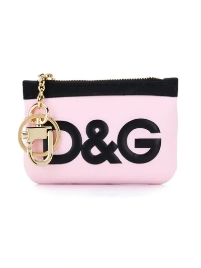 Dolce & Gabbana Debossed Logo Keyring In Pink
