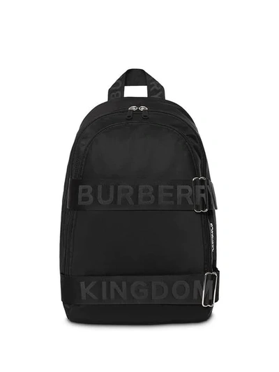 Burberry 大号徽标装饰尼龙双肩包 In Black