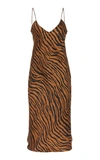 NILI LOTAN TIGER-PRINT SILK-SATIN MIDI DRESS,731724