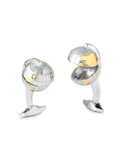 Tateossian Hinged Oceanic Globe Cufflinks In Silver