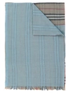 Burberry Color-block Vintage Check Gauze Scarf In Pale Blue