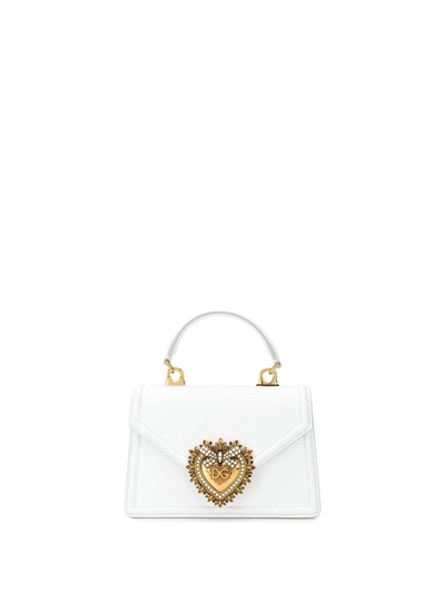 Dolce & Gabbana Devotion Mini Leather Top-handle Bag In White