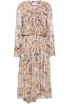 ZIMMERMANN ZIMMERMANN WOMAN PRINTED SILK-GEORGETTE MIDI DRESS PEACH,3074457345620046825