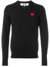 Comme Des Garçons Play Eyes Heart V-neck Sweater In Black