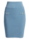 BALMAIN Ribbed Button Pencil Skirt