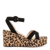 GIANVITO ROSSI BLACK SUEDE LEOPARD WEDGES,GR14514S