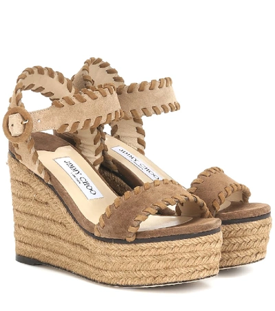 Jimmy Choo Abigail Whipstitched Platform Espadrilles In Natural Mix