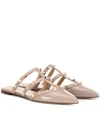 Valentino Garavani Rockstud Patent-leather Mule Woman Poudre 41.5 In Neutrals