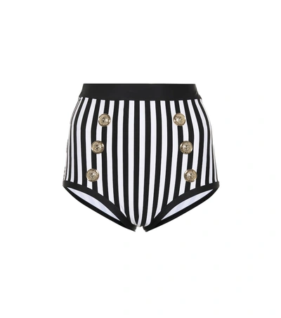 Balmain Striped Lycra Stretch Bikini Bottoms In Multicoloured