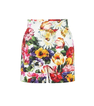 Dolce & Gabbana Floral-print Cotton-blend Twill Shorts In Multicolor