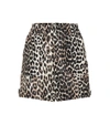 GANNI LEOPARD-PRINT LINEN AND SILK SHORTS,P00377390