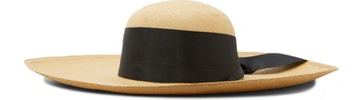 Sensi Studio Lady Ibiza Hat With Large Ribbon In Beige Black