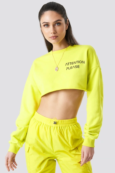 Anna Nooshin X Na-kd Attention Please Raw Cropped Jumper - Green In Lime