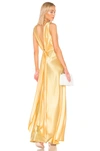 Jill Jill Stuart V-neck Sleeveless Open-back Satin Gown In Pale Yellow