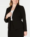 Calvin Klein Plus Size Open-front Soft Crepe Blazer In Black