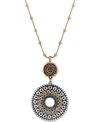 LUCKY BRAND TWO-TONED DECORATED DISC PENDANT NECKLACE