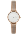 Skagen Women's Anita Two-tone Stripe Stainless Steel Mesh Bracelet 30mm In Two-tone Rosegold