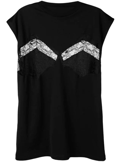 Maison Margiela Lace Detail T-shirt In Black