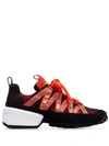 PIERRE HARDY ORANGE AND BLACK TRAIL NEOPRENE LOW TOP SNEAKERS