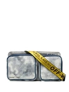 OFF-WHITE BLUE AND YELLOW BLEACHED DENIM CROSSBODY BAG