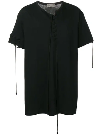 Yohji Yamamoto Lace-up Detail T-shirt - 黑色 In Black