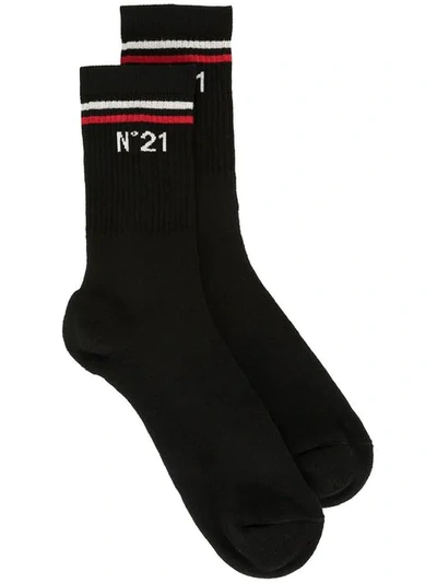 N°21 Nº21 Logo Print Socks - 黑色 In Black