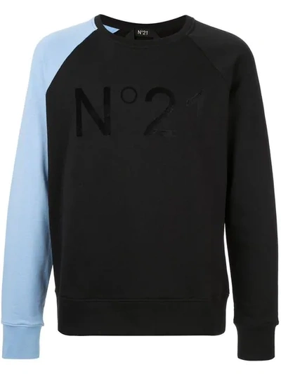 N°21 Nº21 Colour Block Sweatshirt - 黑色 In Black