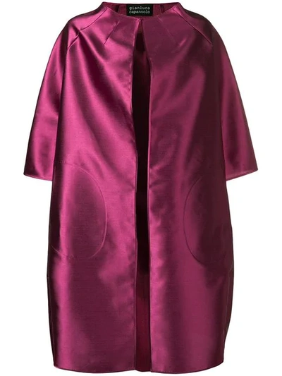 Gianluca Capannolo Satin Cocoon Coat In Pink