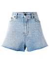 Saint Laurent Spotted Back Denim Shorts In Blue
