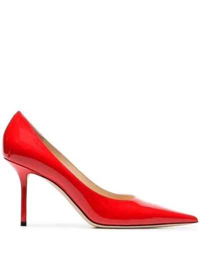 Jimmy Choo Red Love 85 Patent Leather Pumps