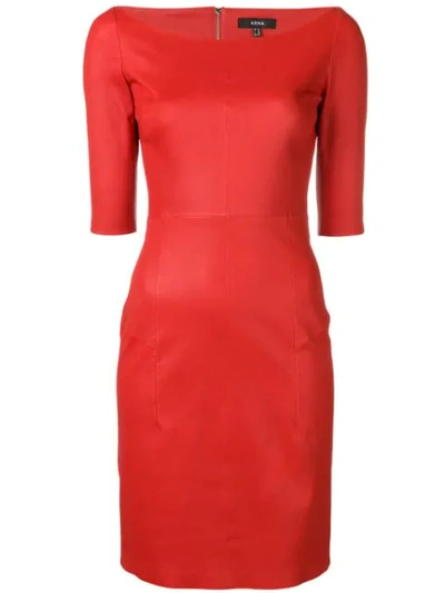 Arma Leather Tube Dress In Red