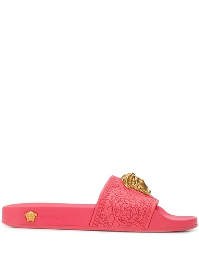 Versace Palazzo Medusa Pool Slide Sandals In Pink
