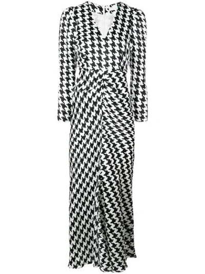 Rixo London Houndstooth Long Dress In White