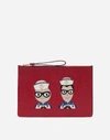 DOLCE & GABBANA CLUTCH IN DAUPHINE CALFSKIN WITH DESIGNERS’ PATCHES