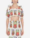 DOLCE & GABBANA CROPPED COTTON TOP WITH TIN PRINT