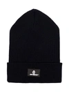 OFF-WHITE OFF-WHITE BLACK LOGO KNITTED WOOL BEANIE HAT - 黑色