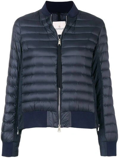 Moncler Rome Quilted Down Bomber Jacket In Blue