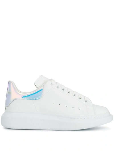 Alexander Mcqueen White Holographic Oversized Sneakers In White / Iridescent