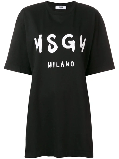 Msgm Printed T-shirt Dress - 黑色 In Black