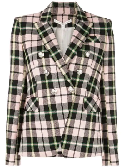 Veronica Beard Miller Plaid Double-breasted Dickey Jacket In Pink