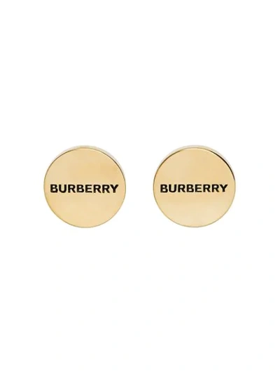 Burberry Logo-engraved Gold-plated Cufflinks In Light Gold