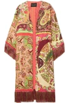 ETRO FRINGED PRINTED SATIN dressing gown
