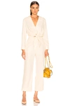 Nanushka Log Sleeve Tie-front Jumpsuit In White