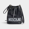 MOSCHINO Logo Bucket Bag in Black Leather