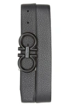 Ferragamo Reversible Leather Belt In Black Brown