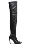 ROGER VIVIER CUISSARD BUCKLE-EMBELLISHED LEATHER THIGH BOOTS,3074457345620263039